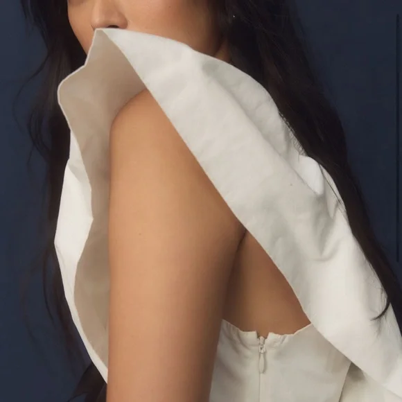 anthropologie bow ruffle-sleeve babydoll blouse size XS, elegant feminine zipper - Picture 4 of 10